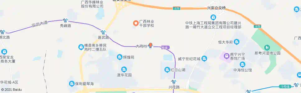 南宁大鸡村路口_公交站地图_南宁公交_妙搜公交查询2025