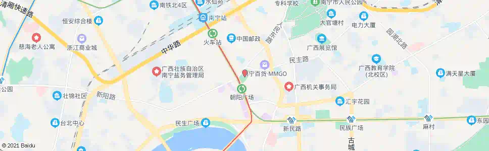 南宁朝阳广场(民主路)_公交站地图_南宁公交_妙搜公交查询2025