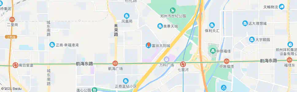 郑州航海路中州大道(富田太阳城)_公交站地图_郑州公交_妙搜公交查询2025