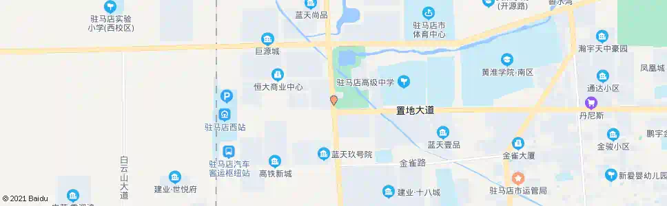 驻马店置地大道铜山路口_公交站地图_驻马店公交_妙搜公交查询2025