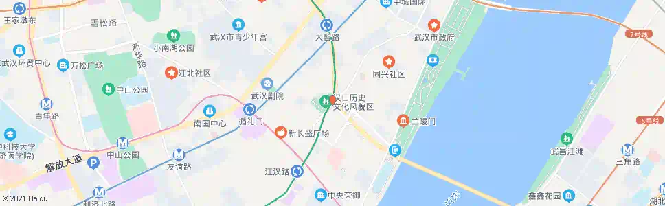 武汉北京路中山大道口_公交站地图_武汉公交_妙搜公交查询2025