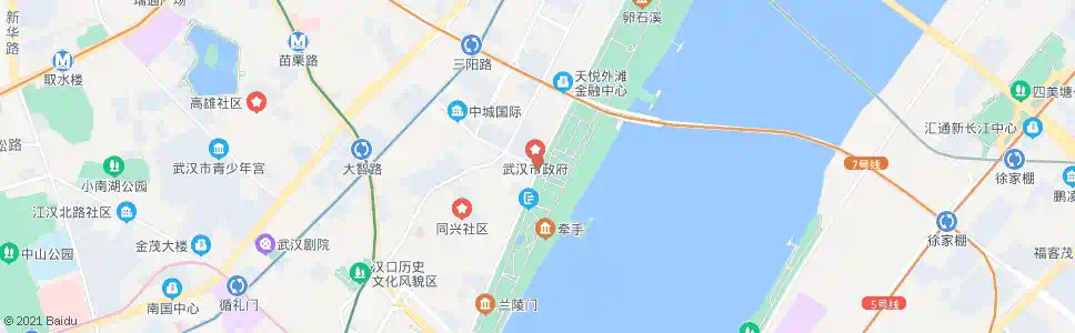 武汉中山大道一元路_公交站地图_武汉公交_妙搜公交查询2025