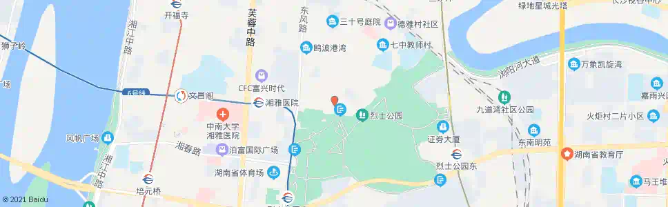 长沙烈士公园北门_公交站地图_长沙公交_妙搜公交查询2025