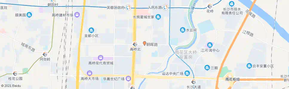长沙朝晖路嘉雨路口_公交站地图_长沙公交_妙搜公交查询2025
