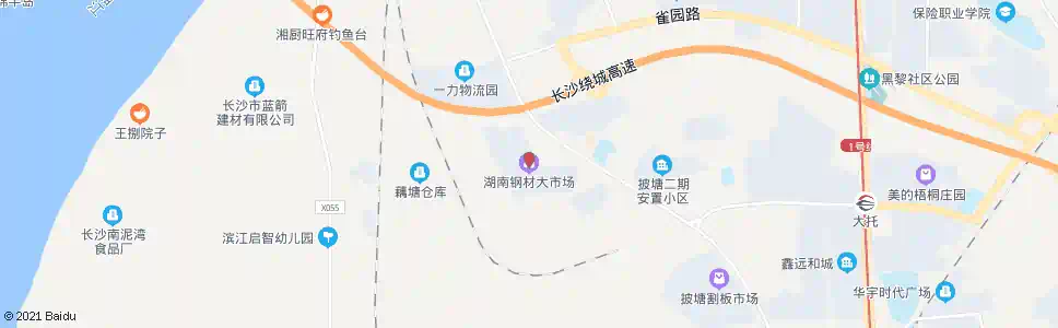 长沙钢材大市场_公交站地图_长沙公交_妙搜公交查询2025