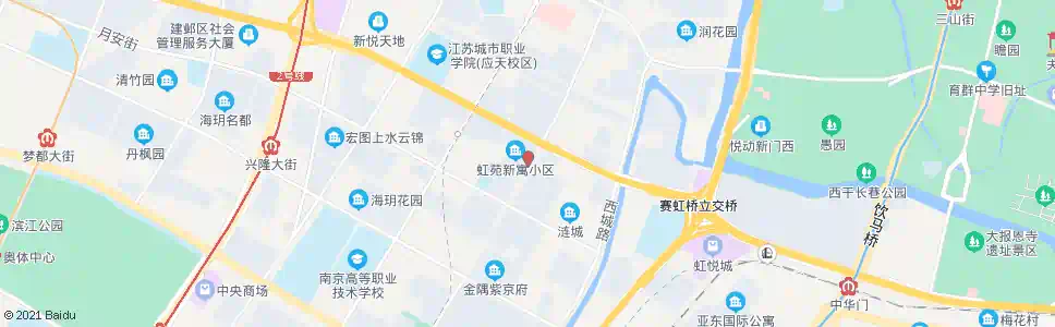 南京虹苑新寓东门_公交站地图_南京公交_妙搜公交查询2025