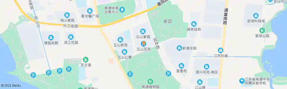 南通五山花苑_公交站地图_南通公交_妙搜公交查询2025