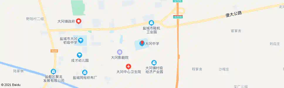 盐城大冈中学_公交站地图_盐城公交_妙搜公交查询2025