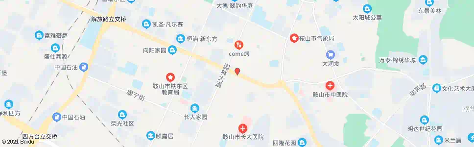 鞍山园林大道(交警支队)_公交站地图_鞍山公交_妙搜公交查询2025