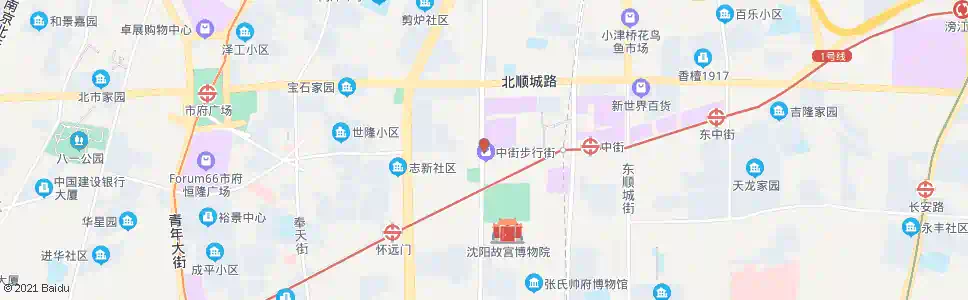 沈阳正阳街中街_公交站地图_沈阳公交_妙搜公交查询2025