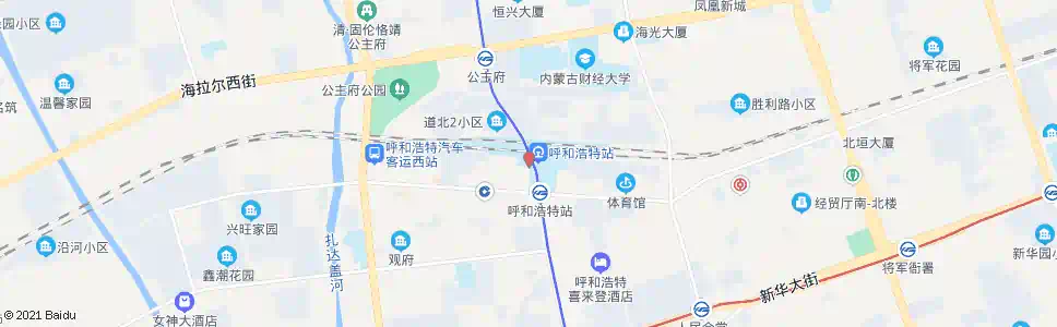 呼和浩特内蒙古军区(南)_公交站地图_呼和浩特公交_妙搜公交查询2025
