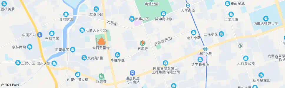 呼和浩特五塔寺_公交站地图_呼和浩特公交_妙搜公交查询2025