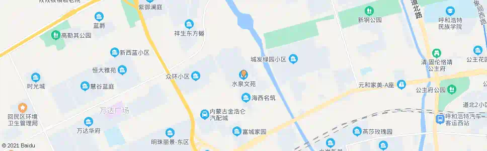 呼和浩特水泉文苑_公交站地图_呼和浩特公交_妙搜公交查询2025