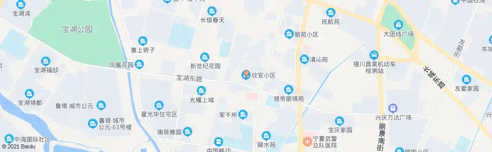 银川欣安小区西_公交站地图_银川公交_妙搜公交查询2025