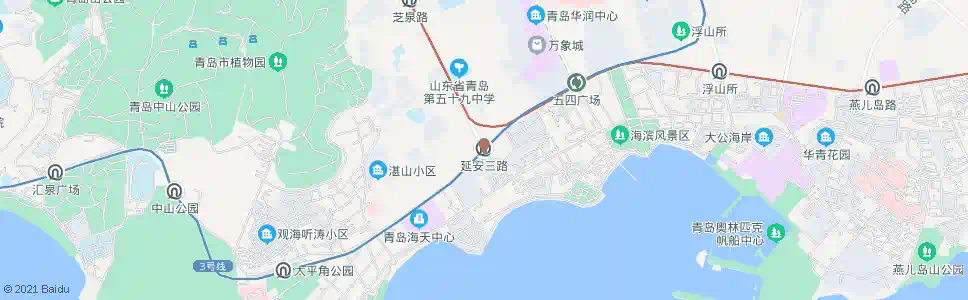 青岛延安三路_公交站地图_青岛公交_妙搜公交查询2025