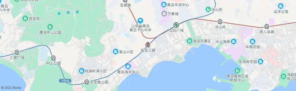 青岛长春路(延安三路)_公交站地图_青岛公交_妙搜公交查询2025