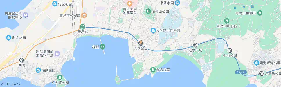 青岛人民会堂站_公交站地图_青岛公交_妙搜公交查询2025