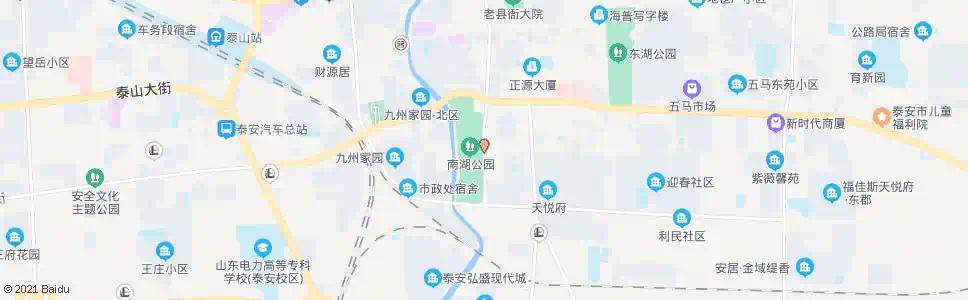 泰安南湖公园东门_公交站地图_泰安公交_妙搜公交查询2025
