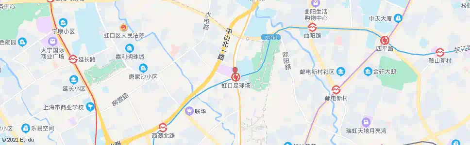 上海虹口足球场站_公交站地图_上海公交_妙搜公交查询2025
