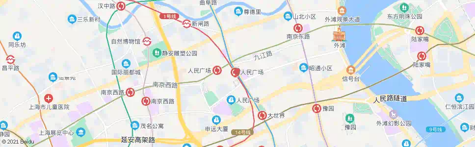 上海人民广场(福州路)_公交站地图_上海公交_妙搜公交查询2025