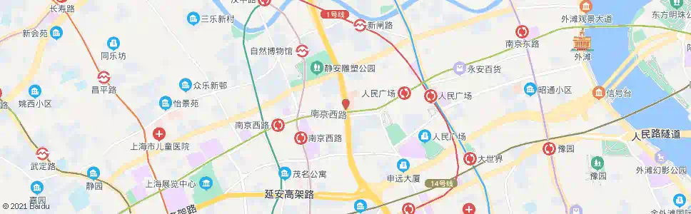 上海南京西路成都北路_公交站地图_上海公交_妙搜公交查询2025