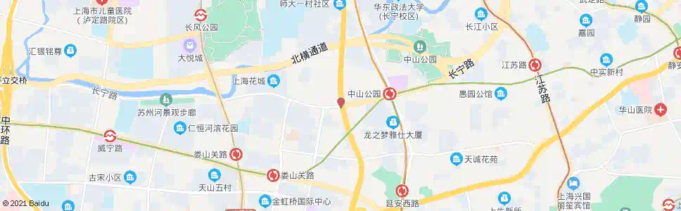 上海长宁路中山西路_公交站地图_上海公交_妙搜公交查询2025