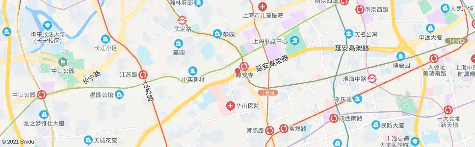 上海延安西路华山路_公交站地图_上海公交_妙搜公交查询2025