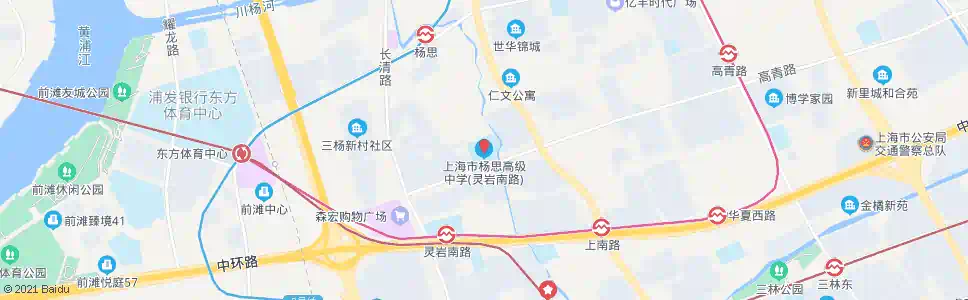 上海灵岩南路杨思中学_公交站地图_上海公交_妙搜公交查询2025