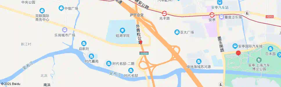 上海外青松公路绿地大道(硅湖学校)_公交站地图_上海公交_妙搜公交查询2025