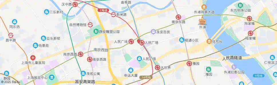 上海人民广场站_公交站地图_上海公交_妙搜公交查询2025