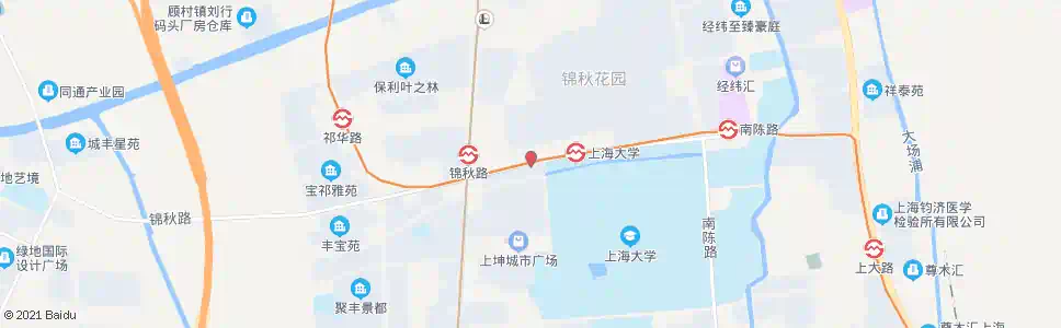 上海锦秋路上海大学(招呼站)_公交站地图_上海公交_妙搜公交查询2025