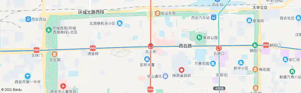 西安北大街_公交站地图_西安公交_妙搜公交查询2025