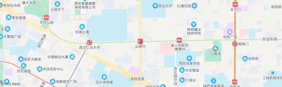 西安边家村_公交站地图_西安公交_妙搜公交查询2025