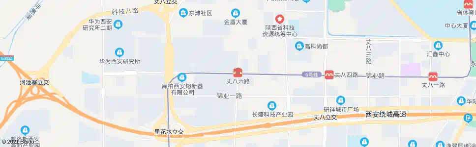 西安丈八六路北段_公交站地图_西安公交_妙搜公交查询2025