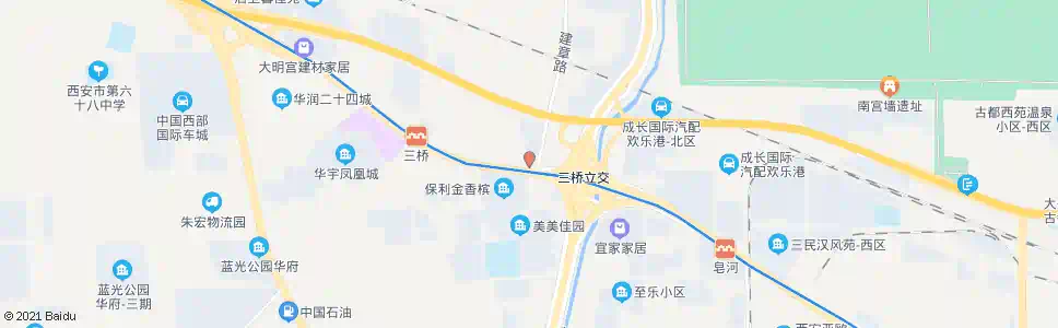 西安三桥东_公交站地图_西安公交_妙搜公交查询2025
