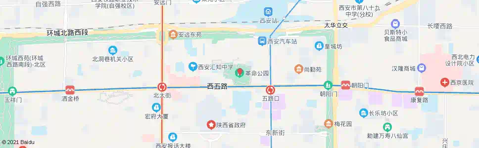 西安革命公园_公交站地图_西安公交_妙搜公交查询2025