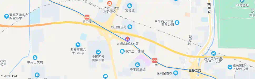西安大明宫家居城三桥店_公交站地图_西安公交_妙搜公交查询2025