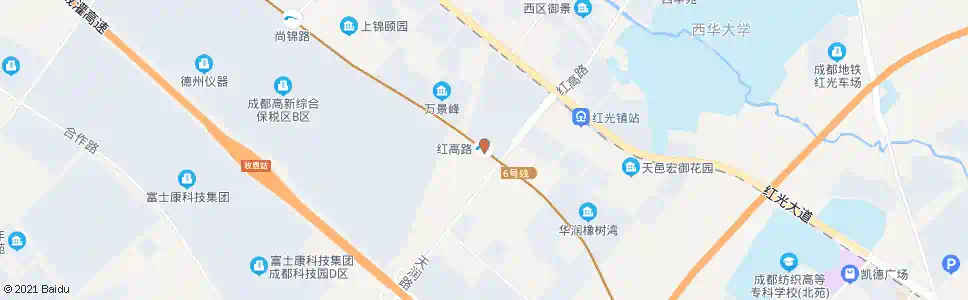 成都红高路南_公交站地图_成都公交_妙搜公交查询2025