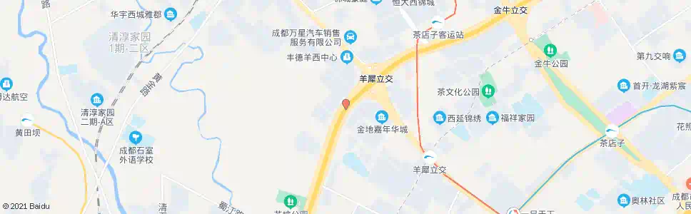 成都三环羊犀立交南外侧_公交站地图_成都公交_妙搜公交查询2025