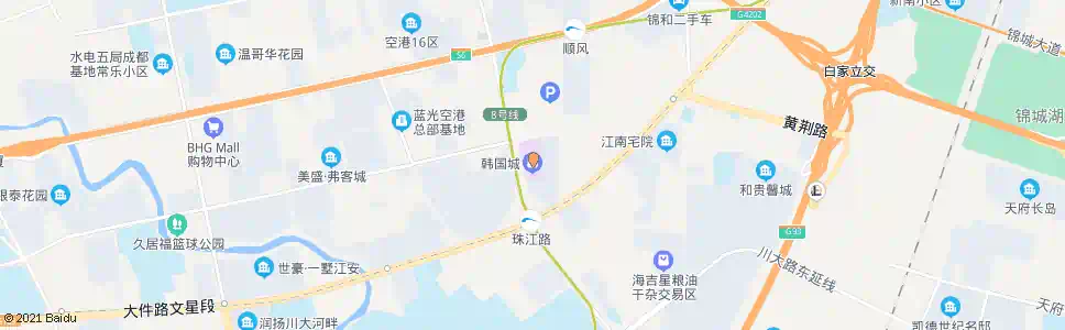 成都韩国城_公交站地图_成都公交_妙搜公交查询2025