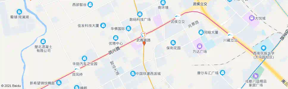 成都武侯大道铁佛段北_公交站地图_成都公交_妙搜公交查询2025