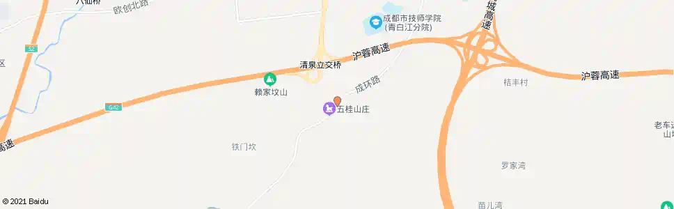 成都五桂山庄_公交站地图_成都公交_妙搜公交查询2025