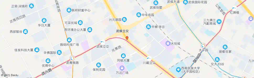 成都三环武侯立交南外侧_公交站地图_成都公交_妙搜公交查询2025