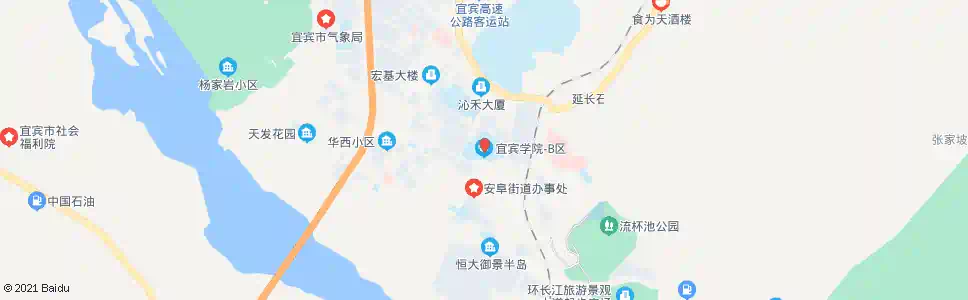 宜宾宜宾学院B区_公交站地图_宜宾公交_妙搜公交查询2025
