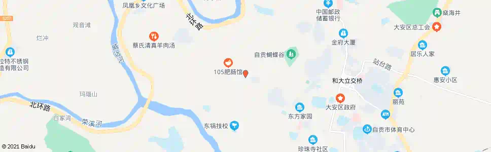 自贡105车间_公交站地图_自贡公交_妙搜公交查询2025