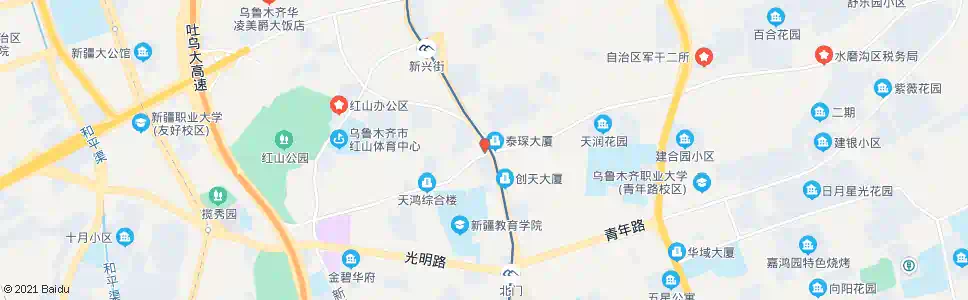 乌鲁木齐煤气站(红山路)_公交站地图_乌鲁木齐公交_妙搜公交查询2025