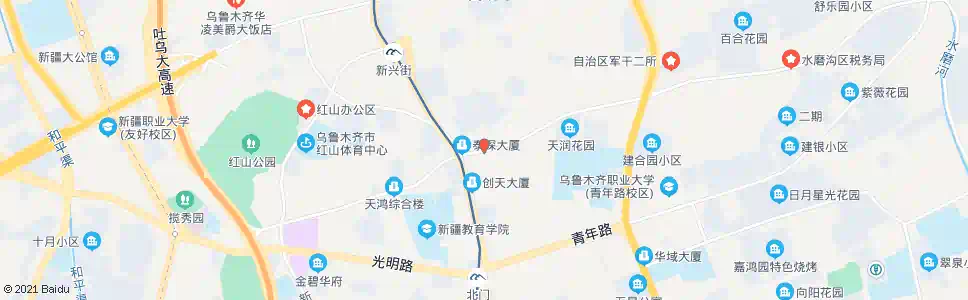 乌鲁木齐家属院(红庙子路)_公交站地图_乌鲁木齐公交_妙搜公交查询2025