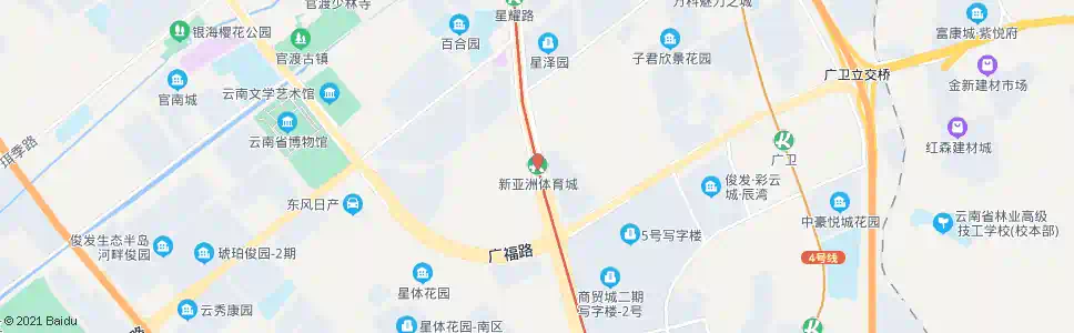 昆明新亚洲体育城_公交站地图_昆明公交_妙搜公交查询2025