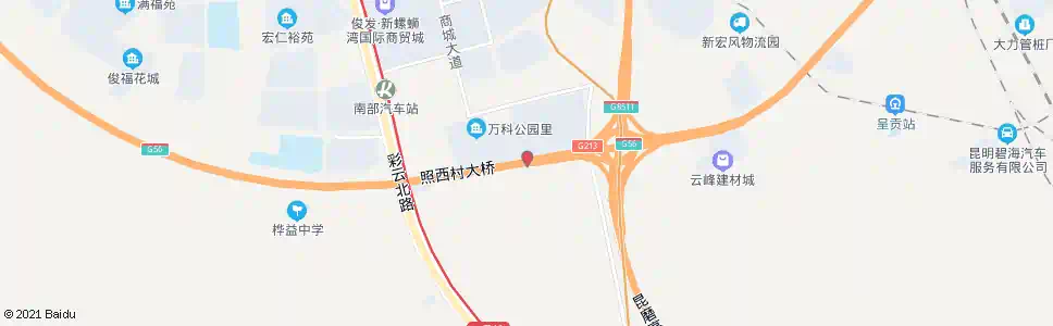 昆明矣六村南_公交站地图_昆明公交_妙搜公交查询2025