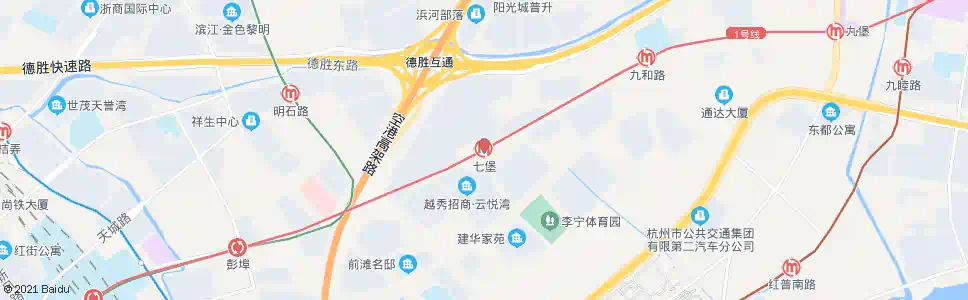 杭州七堡江滨_公交站地图_杭州公交_妙搜公交查询2025